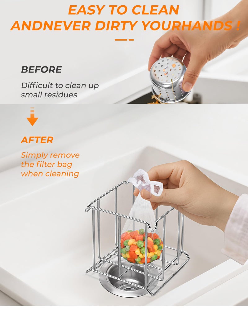 KONE Kitchen Sink Strainer Mesh Bag- 600 PCS Large Disposable Sink Net Strainer Filter Bags for Collecting Kitchen Food Waste Leftover Garbage, Fits Deep Sink Strainer Basket - Image 4